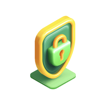 Isometric Green Padlock on Shield Security Icon on transparent background png