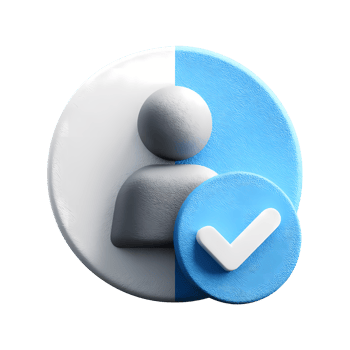 Verified User Icon with Check Mark on Transparent Background render png