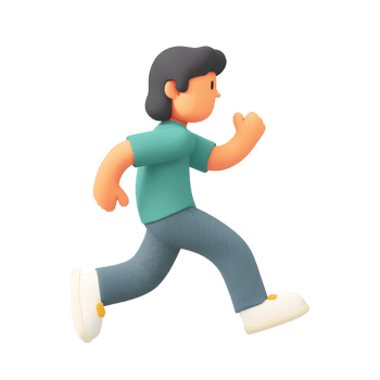 Cartoon Man Running Illustration in 3D Style on Transparent Background png