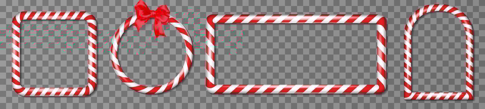 Candy cane themed picture frames vector