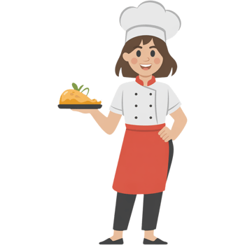 Female Chef Holding Plated Dish Smiling png