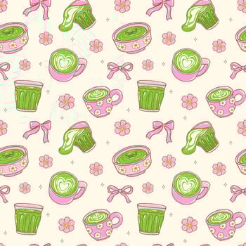 Colorful cups and floral pattern design vector