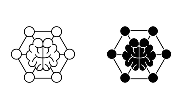 brain with connection dot icon vector