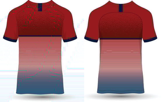 Red and blue rugby jersey with stripes vector
