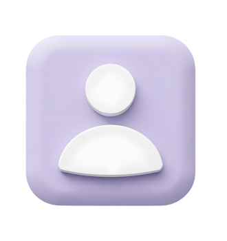 Minimalist 3d person icon with a rounded square shape isolated on transparent background png