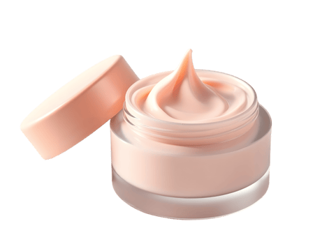 Luxury pink cream in glass jar with lid isolated on transparent background png