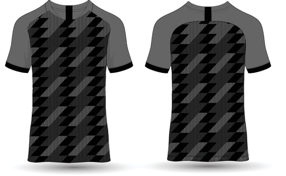 Two black and white soccer jerseys with checkered patterns vector
