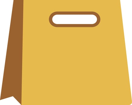 Minimalist shopping bag icon in bright orange with gray handles and white button accents retail business vector