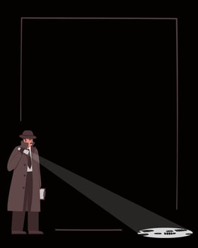 Detective shines a flashlight on shoe prints vector
