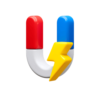 3D Magnet with Lightning Bolt on Transparent Background png