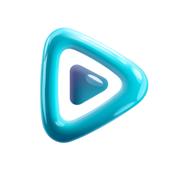 Glossy Blue Play Button Icon on Transparent Background png