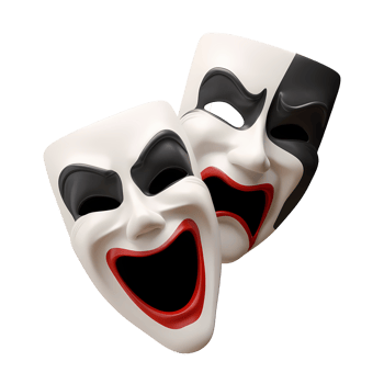 Comedy and Tragedy Masks on Background High quality render comedy png