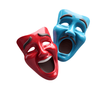 Comedy and Tragedy on Transparent Background High quality render comedy png