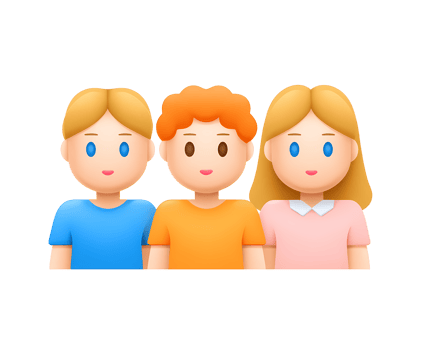 Three Cute Cartoon Children on Transparent Background Adorable cartoon children png