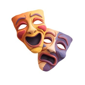 Comedy and Tragedy Masks on Transparent Background pair vibrant comedy png