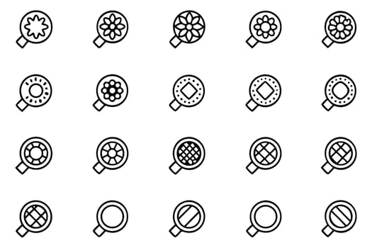 Assorted Magnifying Glass Icons Representing Variety in Research and Exploration Tools Set Against White Background vector