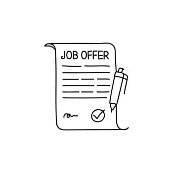 An illustration of Printed job offer letter on desk vector