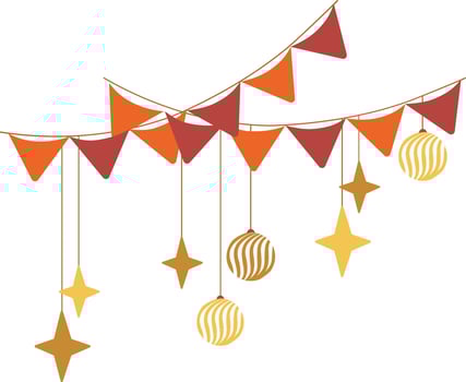 Festive Bunting with Stars and Ornaments vector