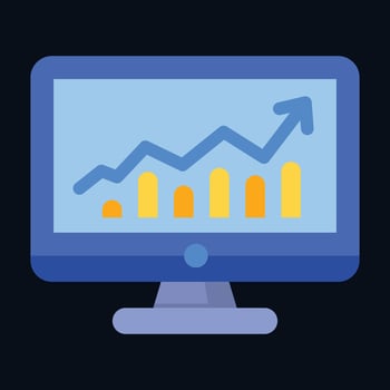 Computer screen with growth chart vector