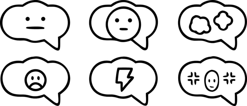 Speech bubbles with expressive faces and symbols icon vector
