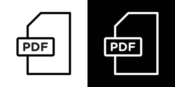 PDF file icons set in stroke line style vector