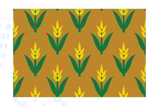 Seamless pattern yellow wheat stalks with green leaves on a mustard grain agriculture vector