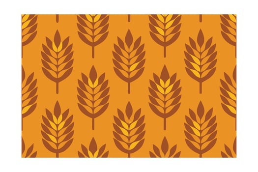 Seamless pattern stylized wheat stalks in warm orange brown tones grain cereal vector