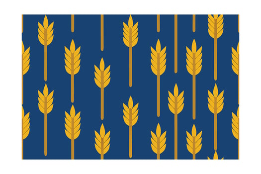 Golden wheat stalks pattern on a deep blue seamless grain yellow vector