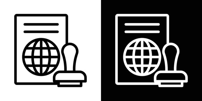 Visa icons set in stroke line style vector