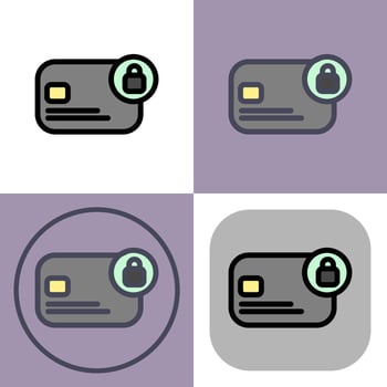 Secure payment card icon vector