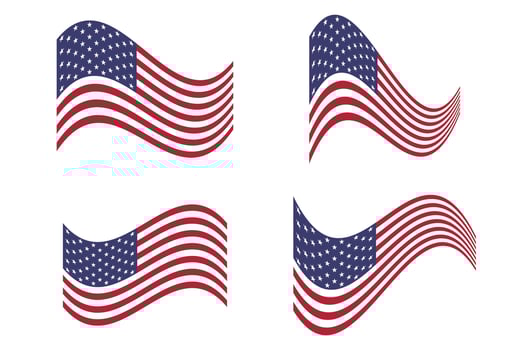 American flag usa icon wavy united state symbol patriotic wind red white blue stripe star freedom america emblem country nation independence 4th July patriotic banner waving cloth texture vector