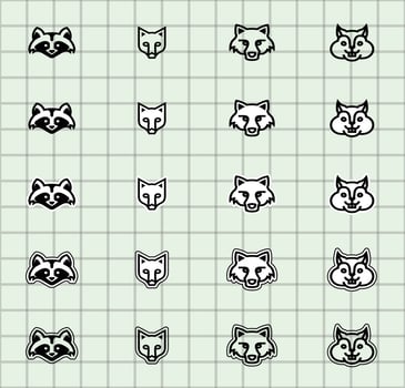illustrated animal heads vector