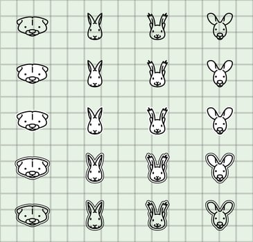 Cute animal faces illustration for design vector