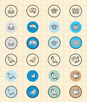 Colorful animal icon grid design vector