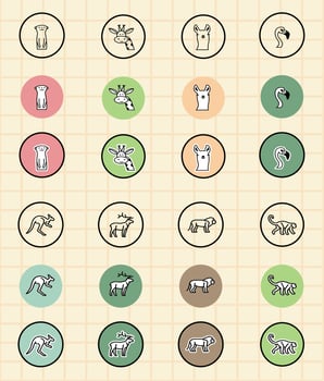 Colorful animal illustrations in circles vector