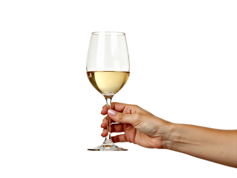 A hand holding a wine glass png