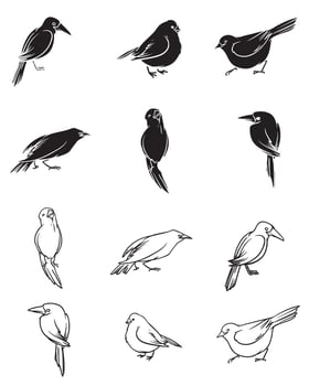 Flying Birds Collection Flat Style Icons for your graphics element. vector
