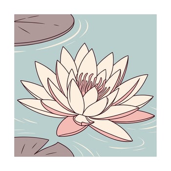 Cream pink water lily flower floating on tranquil blue water lotus bloom vector
