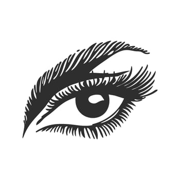 Eye With Detailed Eyelashes And Eyebrow Silhouette Illustration. Beauty And Expression Concept Isolated Illustration vector