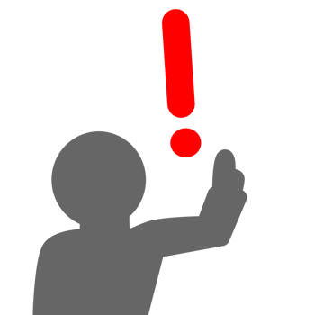 A person with a red exclamation point on their hand png