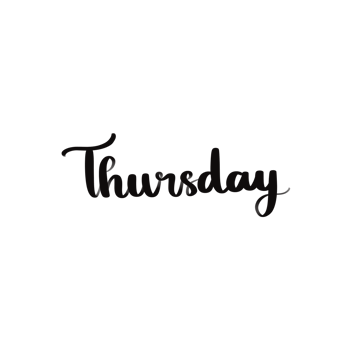 Handwritten Thursday Lettering Calligraphy Word Illustration for Calendar and Weekday Design png