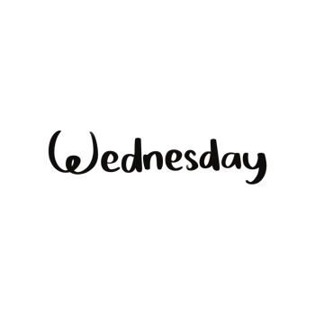 bold 'wednesday' lettering typography in black colour png