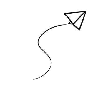 Flying Paper Plane Hand Drawn Line Art Illustration png