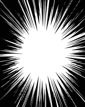 Black and white comic style explosion effect background vector