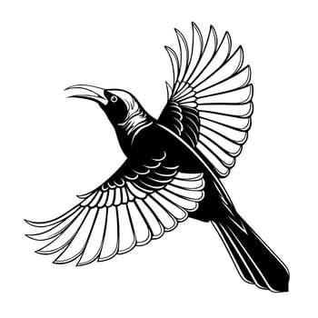Line Art of Flying Black Sunbird vector