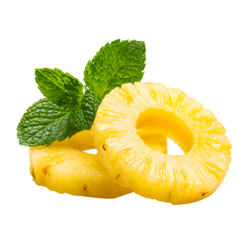 Fresh pineapple rings garnished with vibrant mint leaves on transparent background png