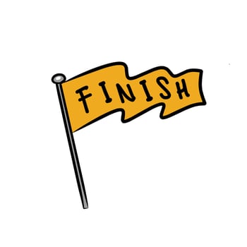 Finish flag icon in simple hand drawn cartoon style for race goal achievement and competition event vector