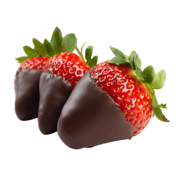 Decadent chocolate dipped strawberries arranged artfully on a transparent background for a tempting presentation. png