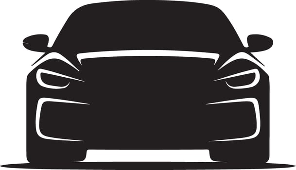 Sleek black car silhouette front view vector