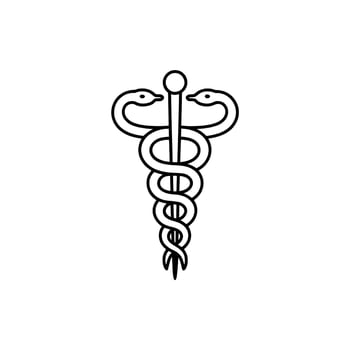 Simple Minimalist Line Art Depiction of the Caduceus Symbol Commonly Associated with Medicine vector